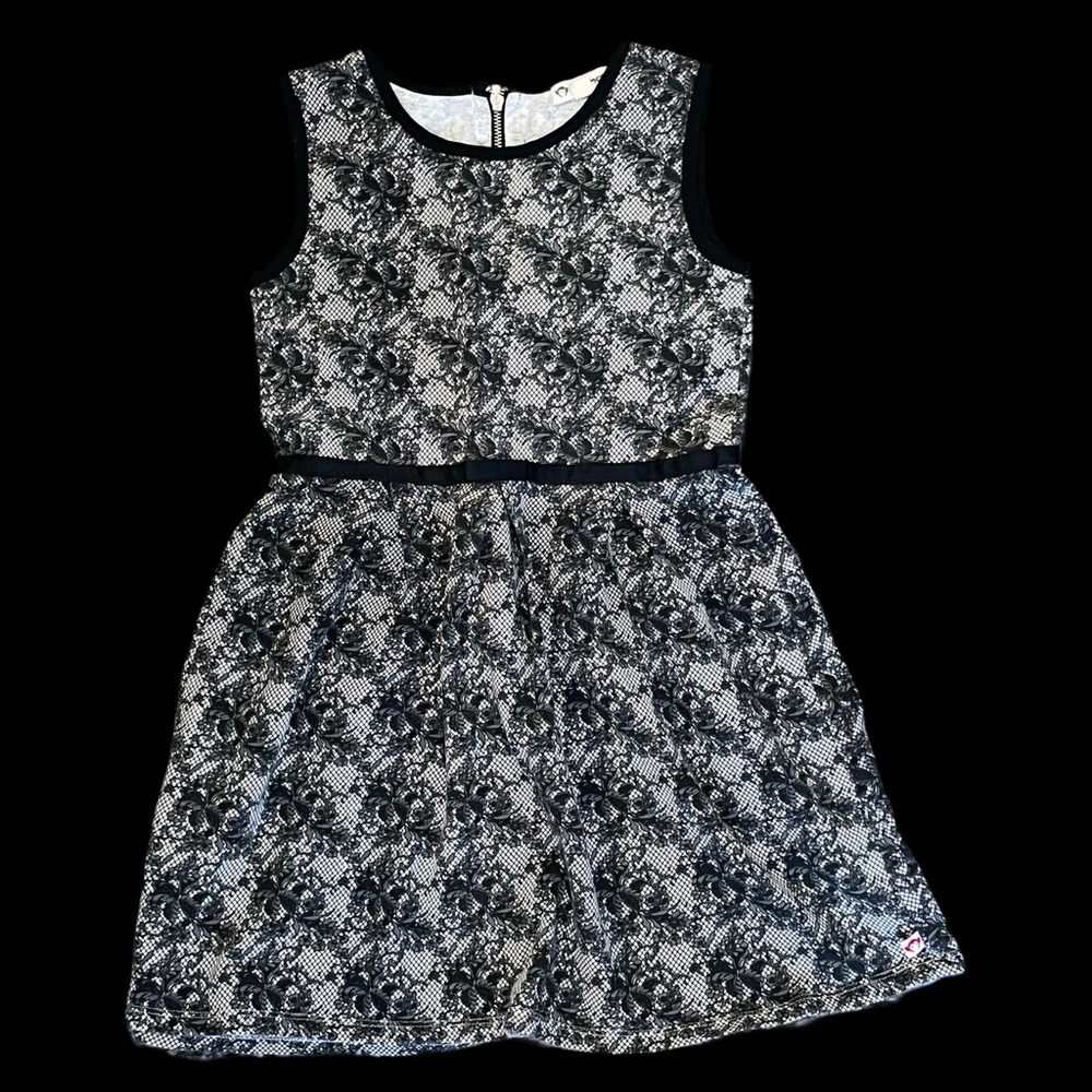 GUC Appaman Girls Size 7 Black and White Printed-Lace Dress
